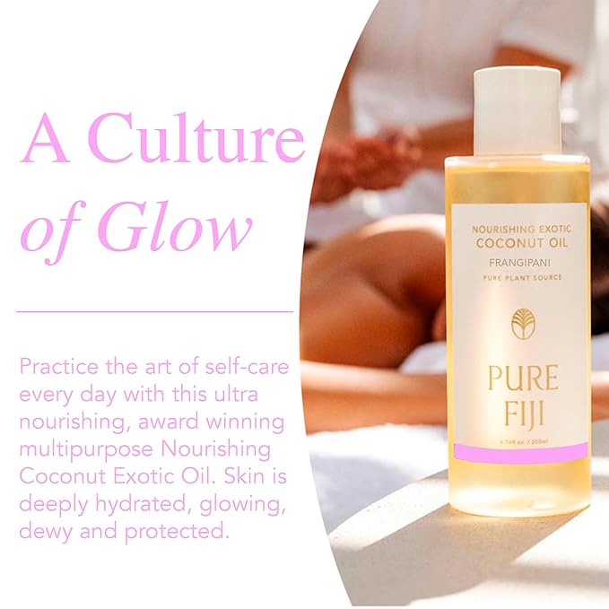 PURE FIJI Nourishing Exotic Coconut Body Oil, Frangipani (7.7 fl oz/230ml) - Bloomnest