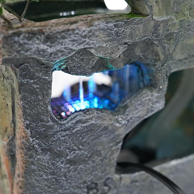 Tabletop Fountains Decorations Indoor Relaxation Desktop Fountain Waterfall, Indoor Waterfall Feature with Automatic Pump, Illuminated Waterfall for Home Office Bedroom Desk Ornaments