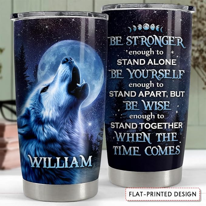 SANDJEST Personalized Wolf Tumbler with Customize Name 20oz 30oz Tumbler with Lid Gift for Woman Man Friend Inspired Gifts - Bloomnest