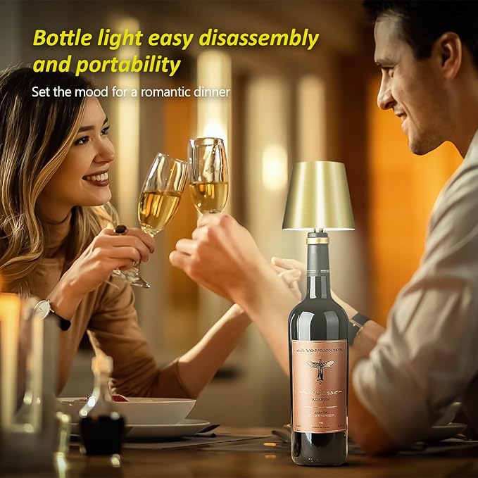 2025 New Wireless Bottle Lamp - LED Bottle Lights for Liquor & Wine Bottles, Cordless Lampshade, Whiskey Bottle Top Light, Bottle Stopper Night Light Kit, Rechargeable RGB Remote & Touch-Dimmable - Bloomnest