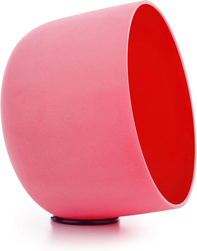 Hye-eun 10 inch C Note 432hz Root Chakra Red Color Frosted Quartz Crystal Singing Bowl without Carrier Case for Yoga Healing Sound Energy Vibration