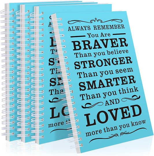 Spiral Notebook Journal, 4 Pcs Hardcover Spiral Notebooks,College Ruled Hardcover Notebook for Work,A5 Notebooks for Work School Note taking, Lined Journal for Women (4pcs Always-Light Blue) - Bloomnest