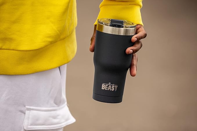 Beast 20 oz Tumbler Stainless Steel Vacuum Insulated Coffee Ice Cup Double Wall Travel Flask (Matte Black) - Bloomnest