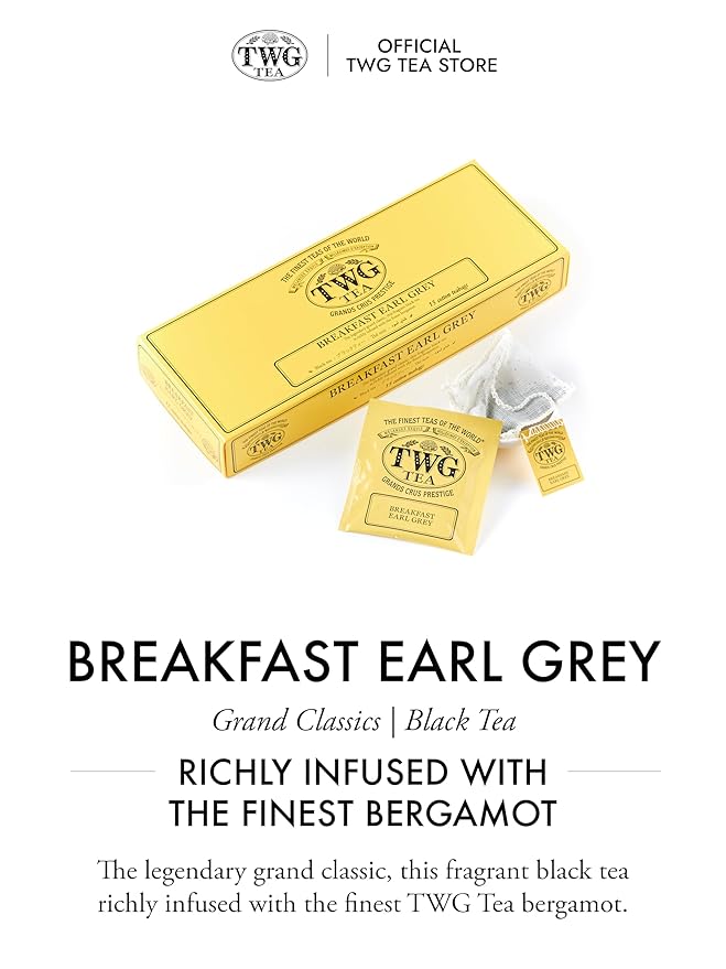TWG Tea | Breakfast Earl Grey | Black Tea | Bergarmot | 15 Hand Sewn Cotton Teabags | Gift Set - Bloomnest
