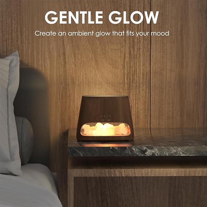 SALKING 2-in-1 Himalayan Salt Lamp Diffuser, Cool Mist Humidifier, Aromatherapy & Himalayan Salt Therapy, 100% Pure Himalayan Salt, Ultrasonic Essential Oil Diffuser with Ambient Glow, 150ml (Dark) - Bloomnest
