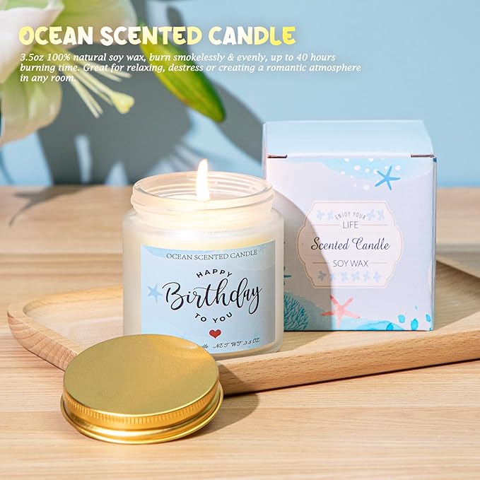 Birthday Gifts for Women, 13PCS Unique Happy Birthday Gifts Basket for Mom Her Best Friend Sister Wife Girlfriend Coworker Bestie, Luxury Self Care Box Relaxing Spa Gifts Set (Ocean) - Bloomnest