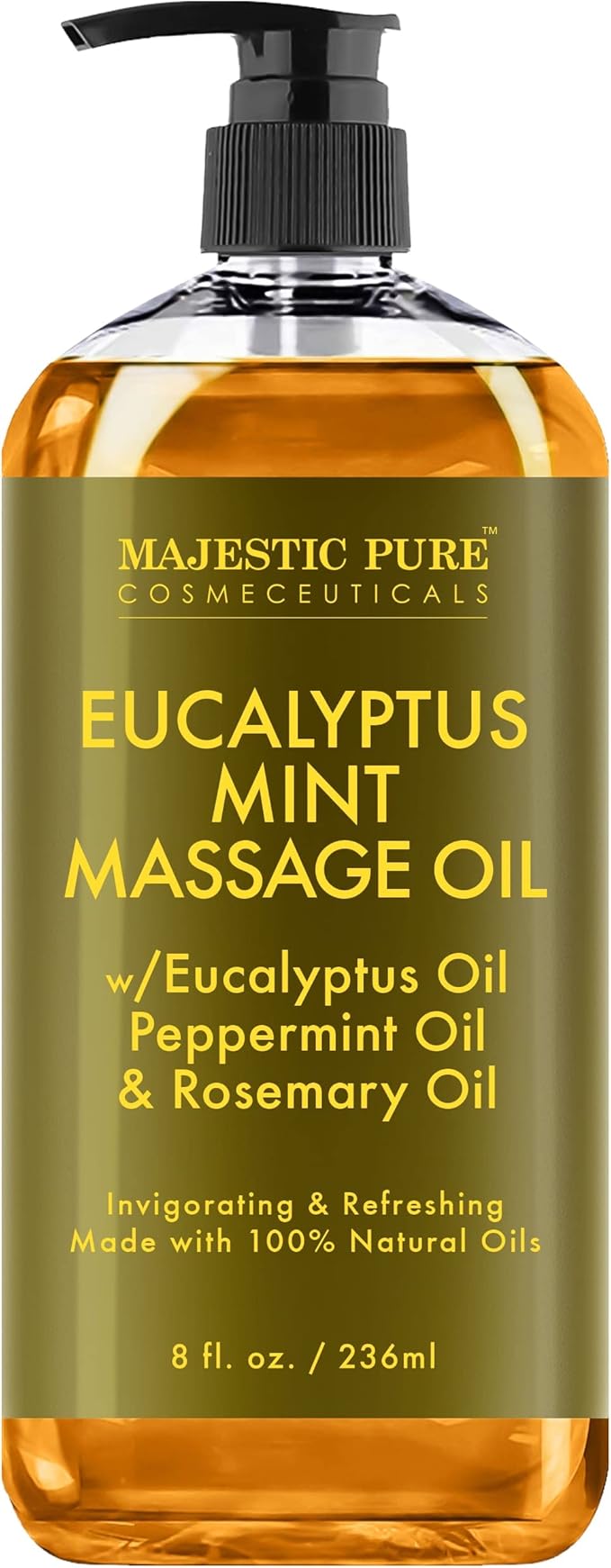 MAJESTIC PURE Eucalyptus Mint Massage Oil for Massage Therapy - Refreshing, and Relaxing - Natural Oils with Eucalyptus Essential Oil - for All Skin Types - Men and Women - 8 fl oz - Bloomnest