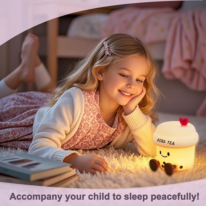 Boba Tea Night Light, Boba Gifts, Cute Silicone Bubble Tea Night Light, Kids' Bedroom Decor, Gift for Children, Teens, Adults, Perfect for Christmas & Birthdays (Boba Tea) - Bloomnest