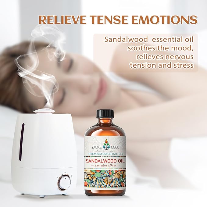 EVOKE OCCU Sandalwood Essential Oils for Skin Care, Diffuser, Perfume, Candle and Soap Making - 4 FL Oz - Bloomnest