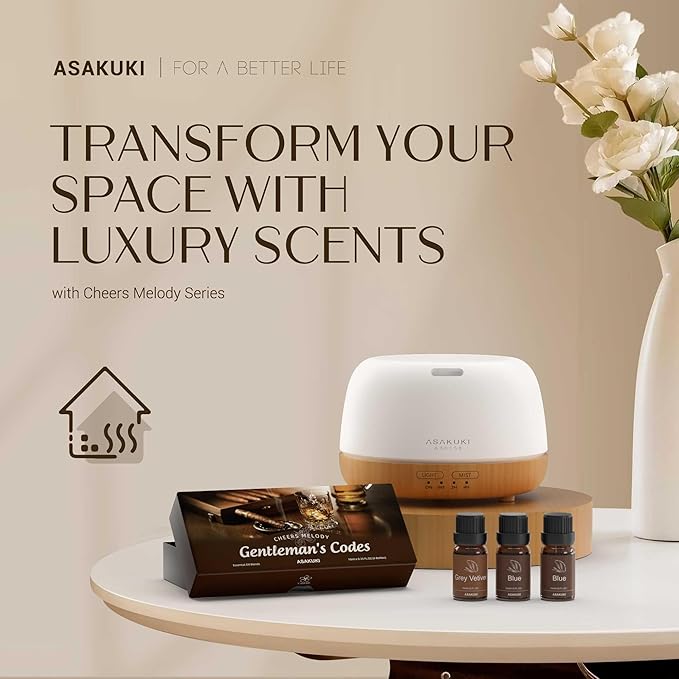ASAKUKI Essential Oils Set – 6×10ml Cologne-Inspired Unisex Fragrance Oils for Diffusers – Elegant, Clean, and Confident Scents Loved by Women and Men - Bloomnest