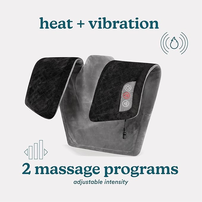 Homedics Heating Pad, Duel Intensity Vibrating Heated Neck & Shoulder Massage Wrap to Aid & Rejuvenate Sore and Tired Muscles, Black - Bloomnest