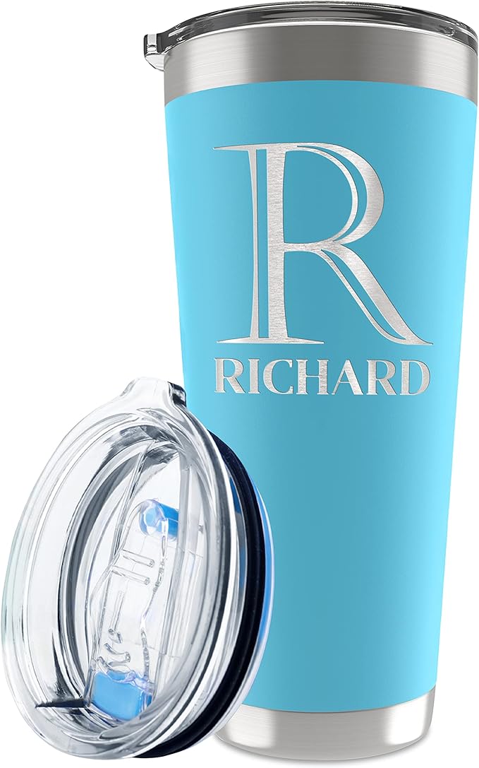 Be Burgundy Personalized Tumbler with Engraved Name - 12 Designs, 30 Oz Coffee Tumbler with Slider Lid, Sky Blue, Double Wall Insulated - Gift for Men, Women, Personalized Gift for Him, Her - Bloomnest
