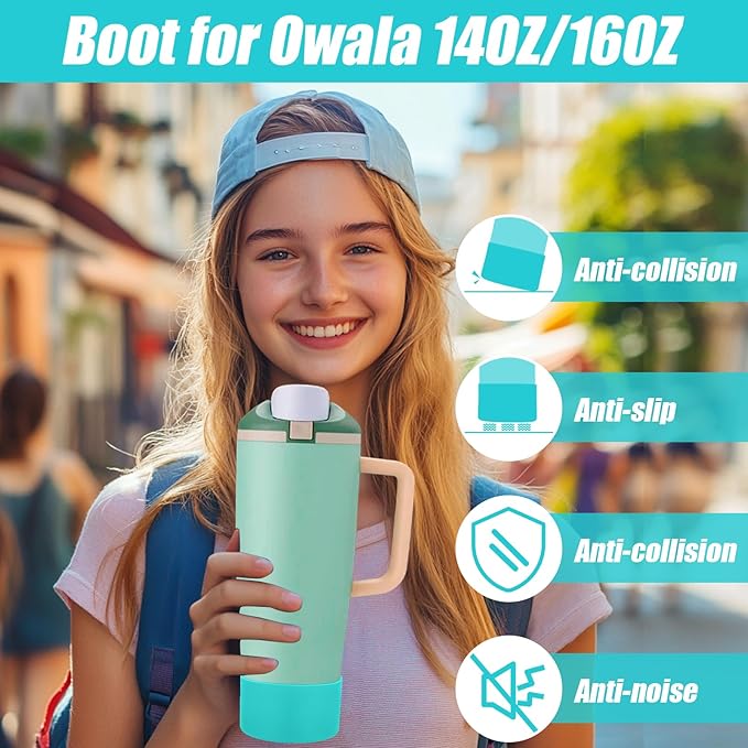 Mity rain 2PCS Protective Silicone Boots for Owala 30oz & 40oz FreeSip Sway Bottles & Tumblers - Accessories for owala, Enhances Stability & Prevents Scratches (Light blue) Mityrain