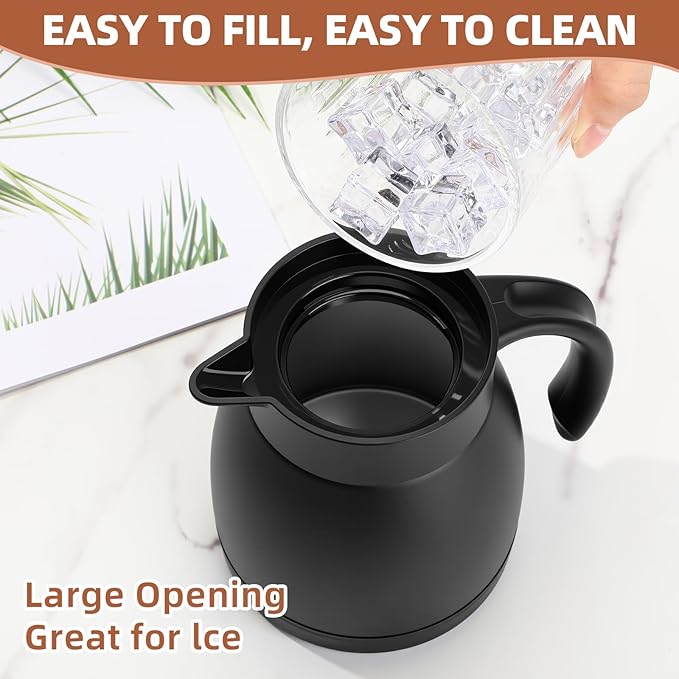 Norme 2 Pcs Thermal Coffee Carafe Insulated Stainless Steel Coffee Carafe for Hot Liquid Vacuum Thermal Pot Creamer Pitcher Dispenser with Brushes Keeping Hot Water Milk (Black,17 oz) - Bloomnest