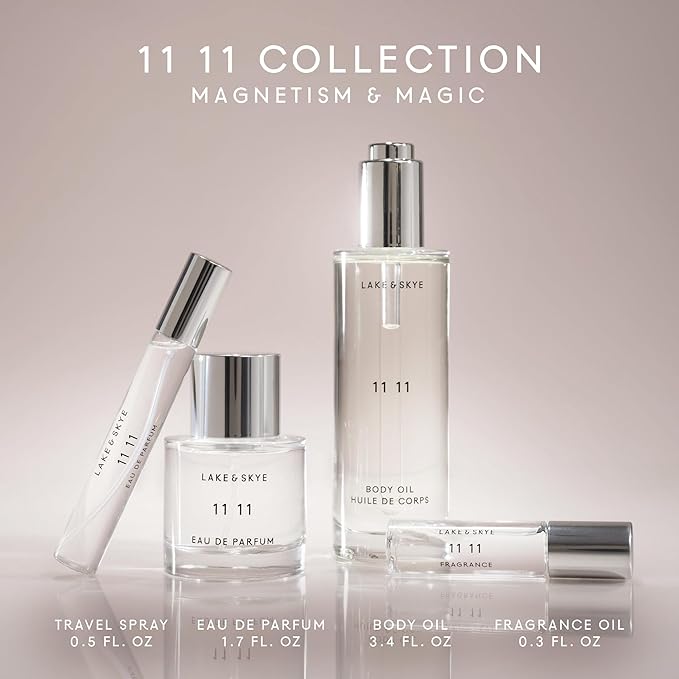 Lake & Skye 11 11 Body Oil Mini, 0.33 fl oz (10 ml) - Hydrating with Vitamin E & Sweet Almond Oil - Sheer & Uplifting Scent - Bloomnest