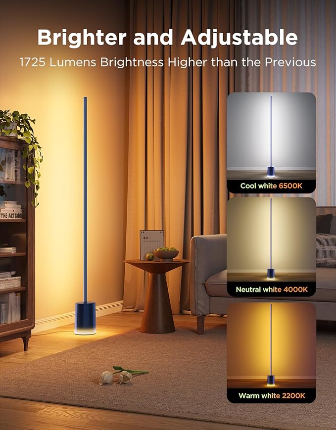 Govee Floor Lamp 2 with Matter, RGBIC, Warm Cool White LED, Alexa Compatible, 1725lm, Music Sync, Scene Modes, Smart Floor Lamp for Living Room, Bedroom, Blue(1 Pack) - Bloomnest