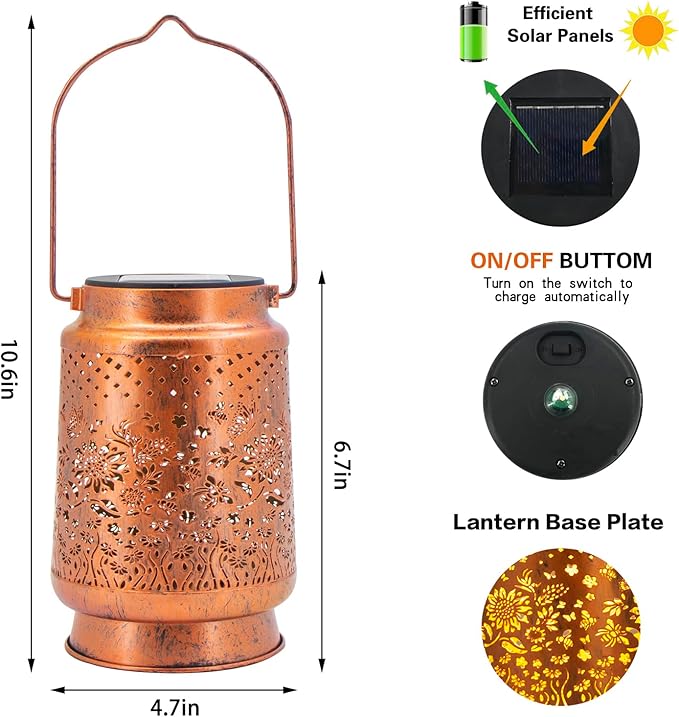 Solar Lanterns Outdoor Garden Decor,Sunflower Birthday,Retirement Gifts for Women, Mom, Grandma, Friend, Thanksgiving, Decorative Waterproof Hanging LED for Yard, Patio, Lawn, Landscape, Backyard - Bloomnest