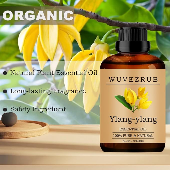 Ylang-Ylang Essential Oil 240ML, 100% Pure and Natural, Aromatherapy Diffuser - 8 Fl Oz WUVEZRUB