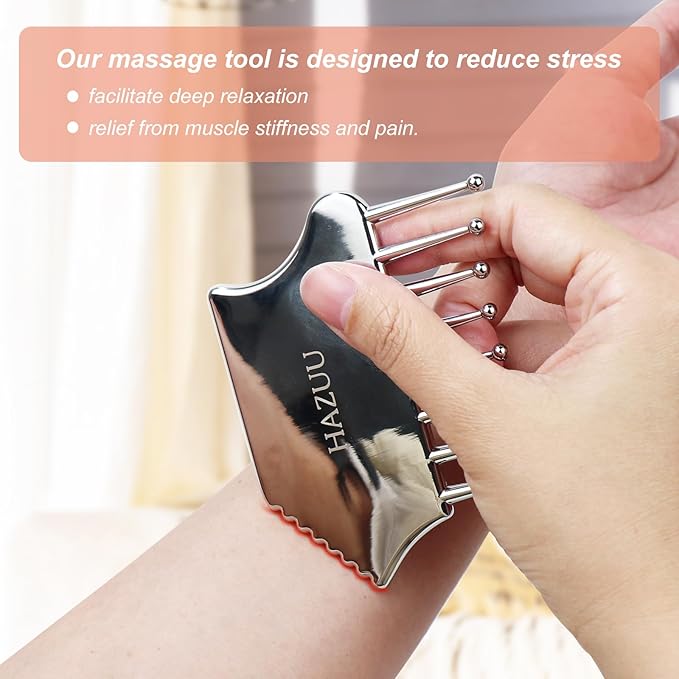 Portable Stainless Steel Scalp Massager - Guasha Scraping Tool for Head, Neck, Shoulders, Legs & Arms - Ideal for Soothing Relief (Comb Shape) Bloomnest