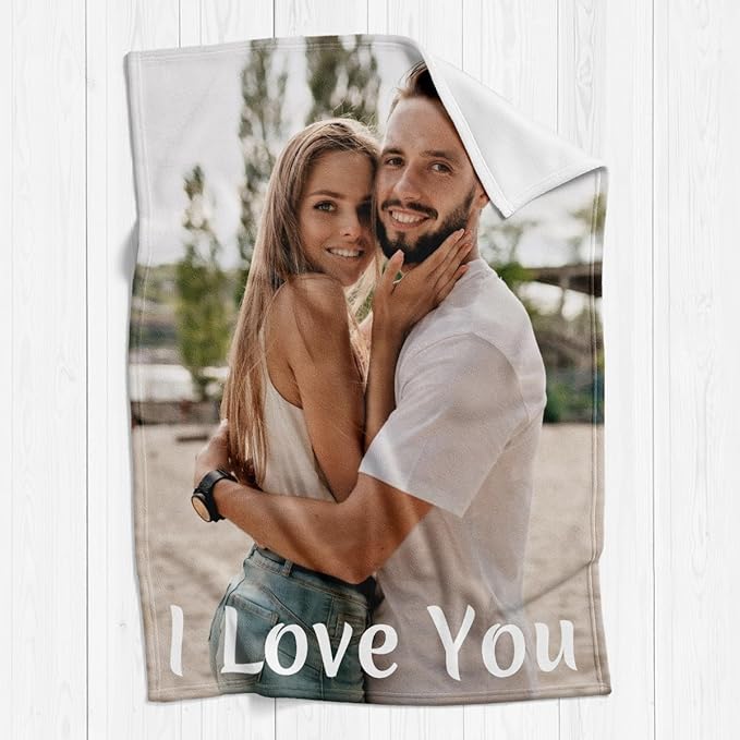 Custom Blankets with Photo, Personalized Blanket Using My Own Photo, Customized Blankets with Picture, Personalized Gifts for Women Men Baby Child - Bloomnest