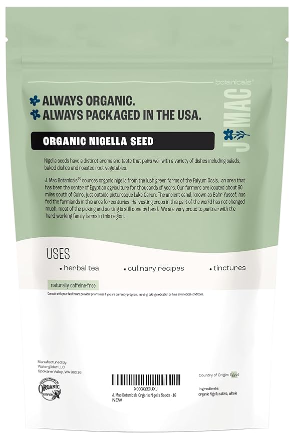J Mac Botanicals, Organic Nigella Seeds (1 Pound), USDA Certified, black cumin seed, Nigella Sativa, Kalonji Seeds - Bloomnest