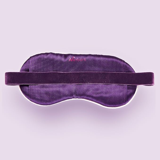 22mm Mulberry Silk Beauty Sleep Mask with Velvet Band & Travel Pouch, Light Blocking, Hair & Skin Friendly, Purple Lotus Totem Print, Gift Packaging - Bloomnest