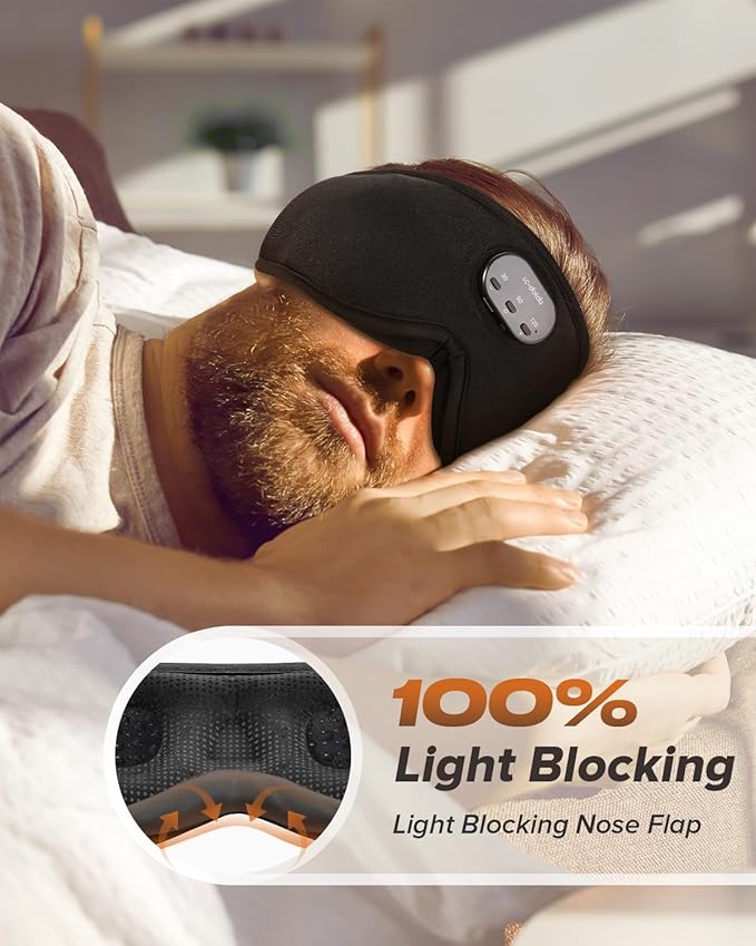 LC-dolida Sleep Headphones, White Noise Bluetooth Sleep Mask 3D Wireless Timing Eye Mask for Sleeping, Sleep Mask with Bluetooth Headphones for Side Sleepers Travel Yoga, Cool Gadgets for Men Women - Bloomnest