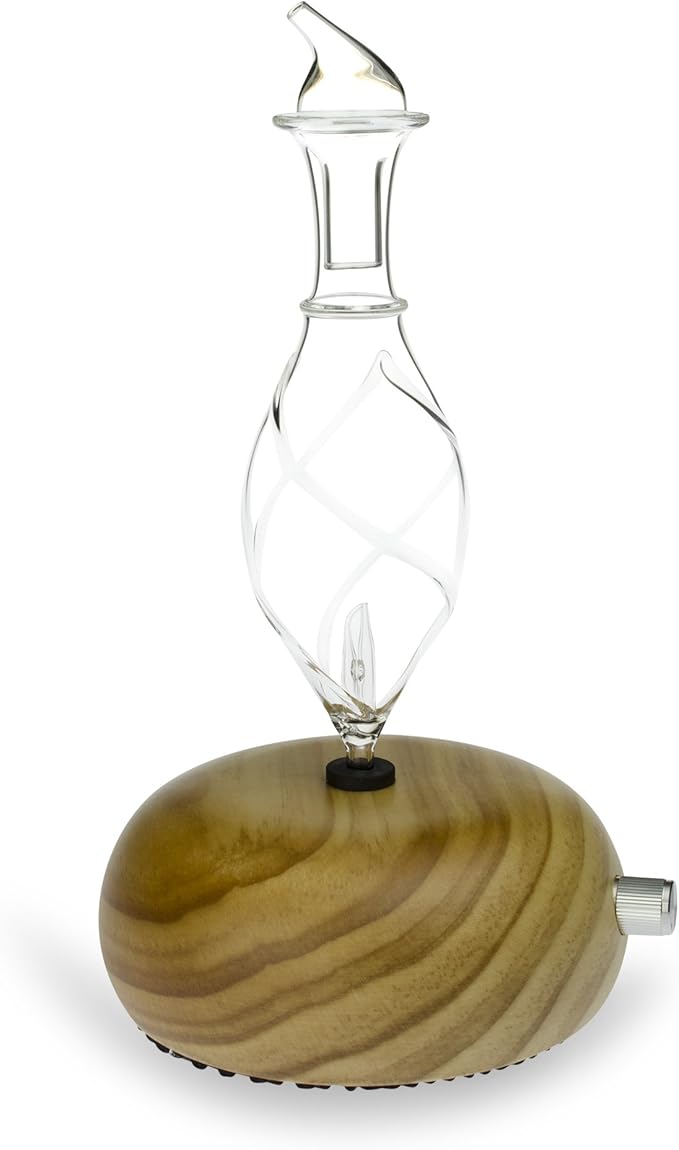 ArOmis Premium Glass Essential Oils Nebulizer - Waterless Diffuser for Aromatherapy - Handmade Oil Diffuser, Wooden Base, No Plastic, No Heat, No Battery, No LEDs - Orbis Lux Vitis ArOmis