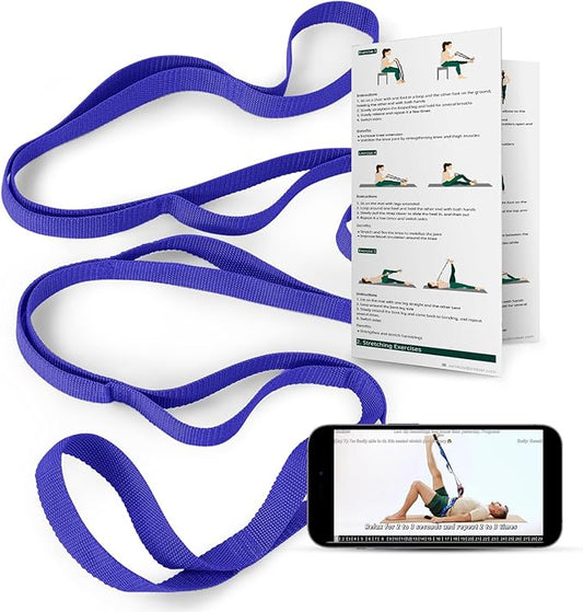 Trideer Stretching Strap Yoga Strap for Physical Therapy, 10 Loops Yoga Straps for Stretching, Non-Elastic Stretch Strap for Pilates, Exercise, Stretch Band for Women & Men - Bloomnest