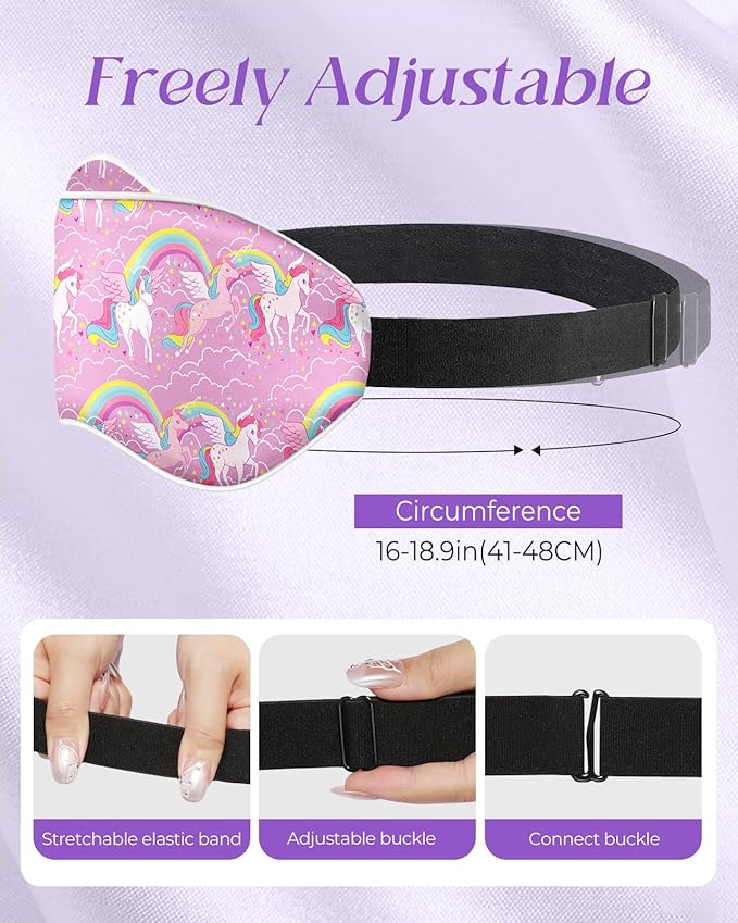 Kids Sleep Mask - Silk Eye Mask for Kids Cute Cartoon Cool Kawaii Soft Smooth Lightweight Boys Girls Teens Sleeping Mask with Adjustable Straps, Unicorn - Bloomnest
