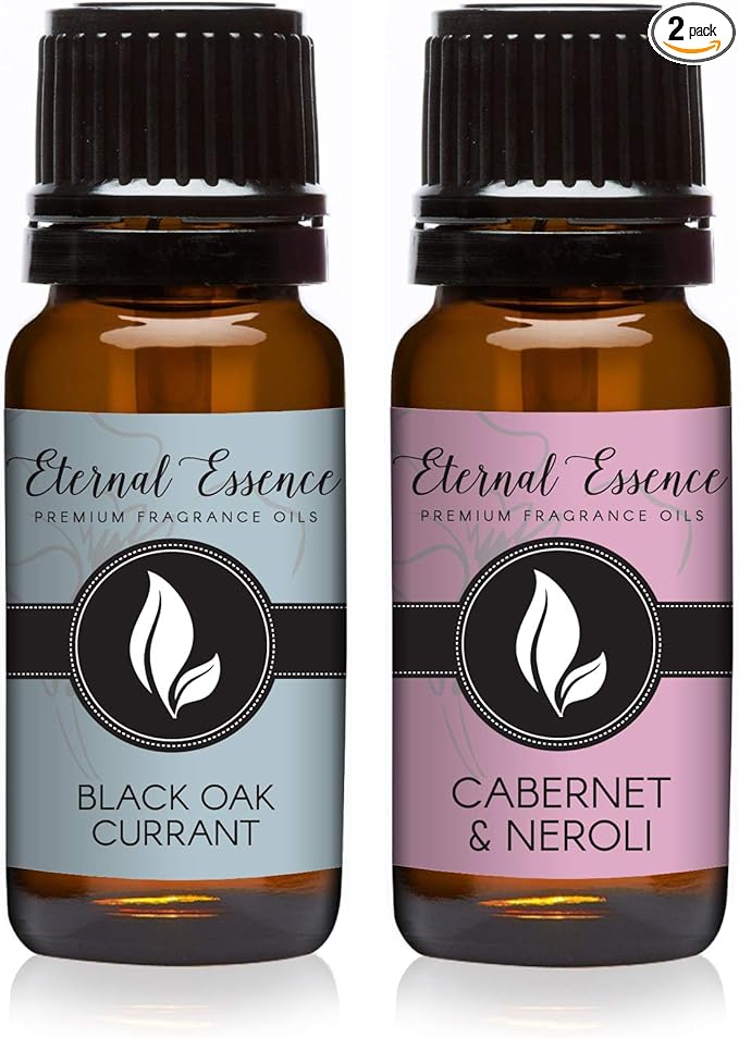 Eternal Essence Oils 2 Pack 10ml Premium Fragrance Oil - Black Oak Currant & Cabernet & Neroli - for Candle, Soap Making, Aromatherapy, Diffusers, Home Care, & Humidifiers EternalEssenceOils