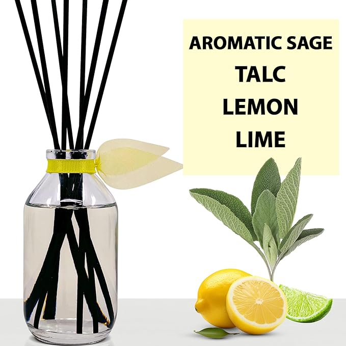 LOVSPA Reed Diffuser Set, Sage & Citrus Scented Oil Diffuser with Sticks, Home Fragrance Accessories for Bathroom Shelf Decor, Aroma Diffusers for Home or Office Desk, USA Made - Bloomnest