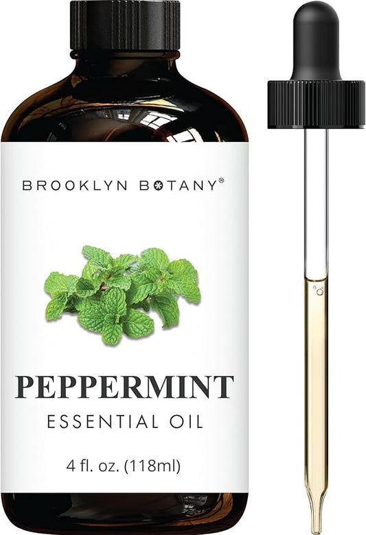 Brooklyn Botany Peppermint Essential Oil - Huge 4 Fl Oz - 100% Pure and Natural - Premium Grade with Dropper - for Aromatherapy and Diffuser - Bloomnest