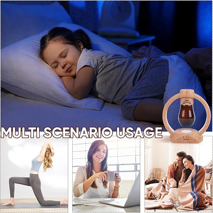 HAPPTWS Essential Oil Diffuser Set- Diffuser 3 Timer Settings Battery Powered Cordless Setup 7 Color LED Lights for Bedroom Yoga Room Pet Room HAPPTWS