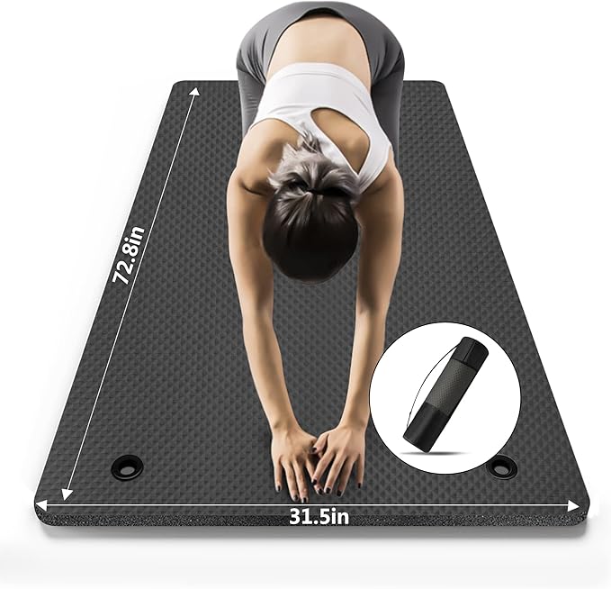 LFS Yoga Mat 72.8" x 31.5" x 2/5 inch Thick With Strap and Bag, Extra Wide Workout Mat for Women and Men, Non Slip Exercise Mat for Home Outdoor Yoga, Pilates, Stretching, Floor & Fitness Workouts - Bloomnest