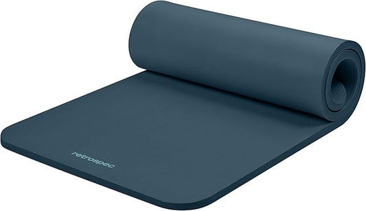 Retrospec Solana Yoga Mat 1" Thick With Nylon Strap For Men & Women - Non Slip Exercise Mat For Home Yoga, Pilates, Stretching, Floor & Fitness Workouts
