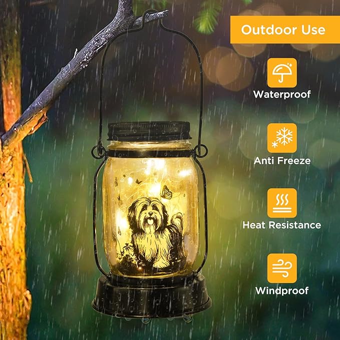 kyoryuger Shih Tzu Gifts for Women/Men Shih Tzu Solar Lanterns Dog Mom Birthday Dog Lovers Lantern Pet Loss Pet Memorial Lights Solar Garden Decoration for Yard, Patio,Backyard,Porch Torches Light - Bloomnest