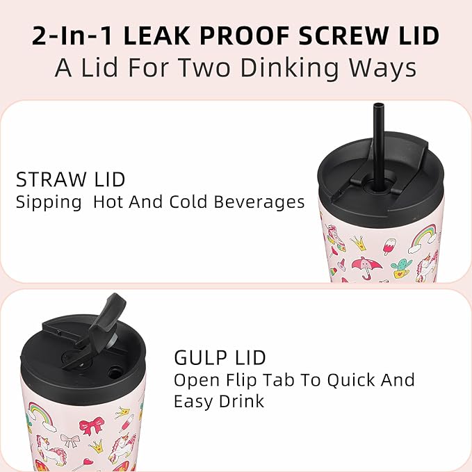 BJPKPK 34oz Insulated Tumbler With lid And Straw Stainless Steel Tumblers Travel Coffee Mug Reusable Thermal Cup,Unicorns - Bloomnest