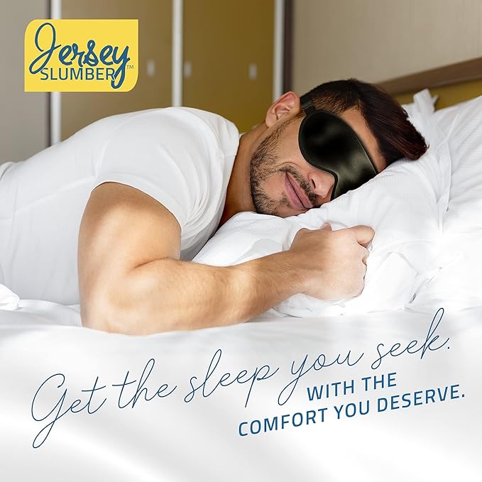 100% Silk Sleep Mask for A Full Night's Sleep | Comfortable & Super Soft Eye Mask with Adjustable Strap | Works with Every Nap Position | Best Sleeping Aid/Blindfold/Gift, Blocks Light Jersey Slumber - Bloomnest