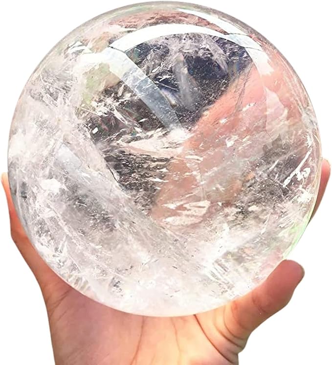 Natural Clear Quartz Crystal Ball,White Crystal Sphere Healing Crystal Ball with Stand Home Decor Prosperous Love Invite Wealth + Pedestal (700g)… - Bloomnest