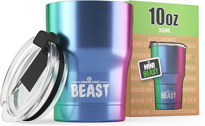 Beast 10 oz Tumbler Stainless Steel Vacuum Insulated Coffee Ice Cup Double Wall Travel Flask (Rainbow) - Bloomnest