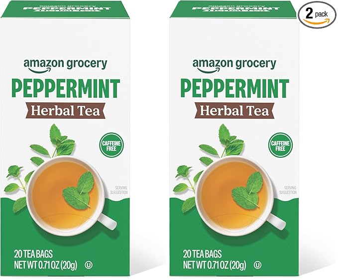 Amazon Grocery, Peppermint Herbal Tea Bags, 20 Ct, Pack of 2 (Previously Happy Belly, Packaging May Vary) - Bloomnest