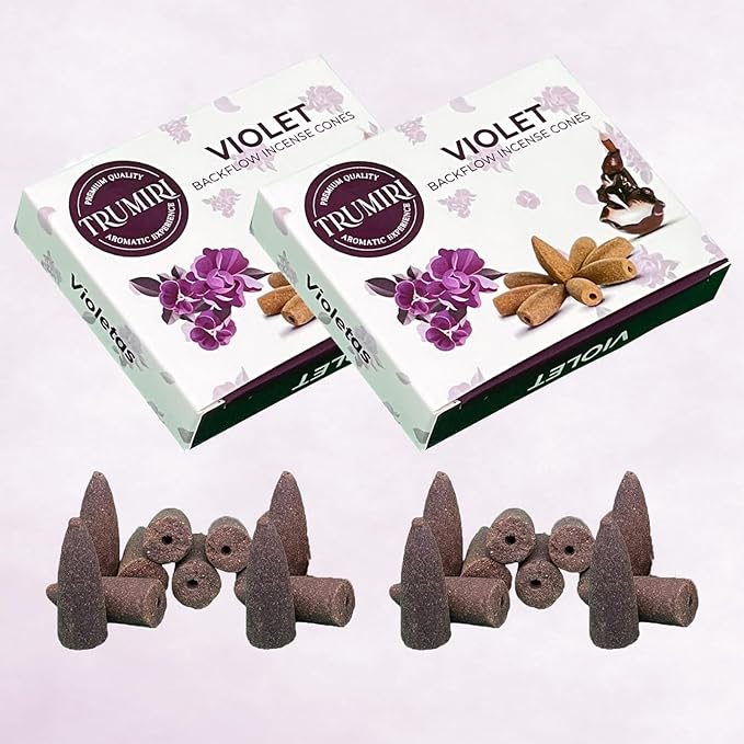 Violet Backflow Incense - 60 Cones, Six Packs of 10, Waterfall Effect