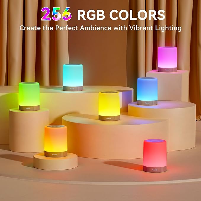 Night Light for Kids Baby, Dimmable Touch Lamp for Nursery, 11 RGB Colors 5 Brightness, Portable Rechargeable Bedside Table Lamp for Nightstand, Kids Night Light for Bedroom Living Room, Dark Brown - Bloomnest