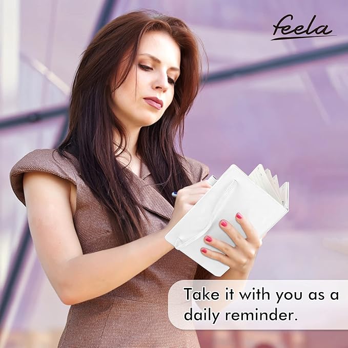 feela College Ruled Notebooks, 24 Pack Business Notebook Hardcover Lined Writing Journal with Pen Holder for Men Women Note Taking, with 24 Black Pens, 120 GSM, 5.1”x8.3”, A5, White - Bloomnest