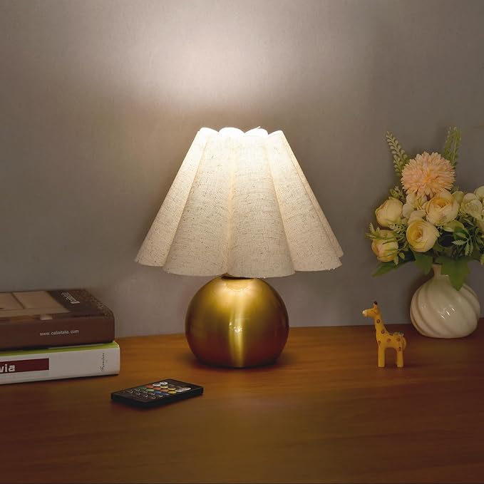 Rechargeable Crodless Small Table Lamp, Battery Operated Remote Control Gold Mini Table Lamps for Bedroom Nightstand, Cute Small Table Lamp for Small Spaces for Kitchen Counter, Bookshelf - Bloomnest