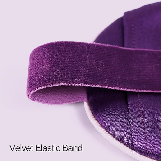 22mm Mulberry Silk Beauty Sleep Mask with Velvet Band & Travel Pouch, Light Blocking, Hair & Skin Friendly, Purple Lotus Totem Print, Gift Packaging - Bloomnest