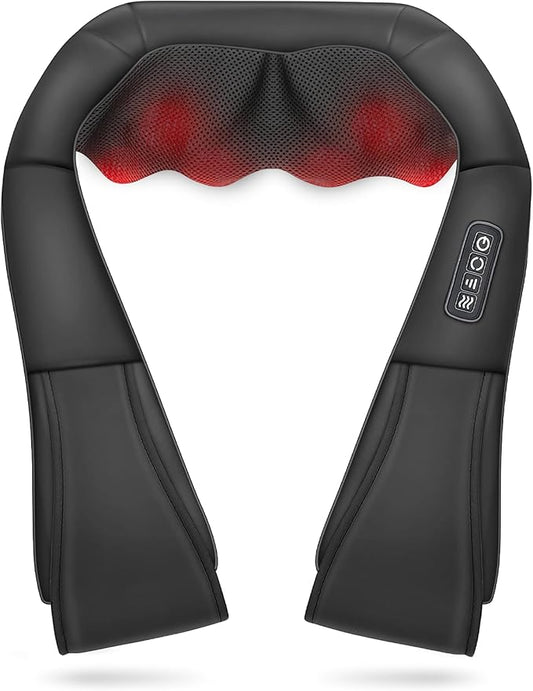 Daiwa Felicity Shiatsu Neck & Back Massager with Heat - Deep Tissue Pain Relief for Shoulder with 8 3D Kneading Nodes - Electric Full Body Massage, Ergonomic, Portable, Includes Power/Car Adapter