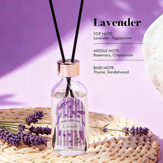 Reed Diffuser Set of 3 - Linen Lavender Jasmine Oil Diffuser with 15 Sticks, Reed Diffusers for Home Bathroom Shelf Air Freshener, 1.7 Fl. Oz Each, Total 5.1 Fl. Oz - Bloomnest