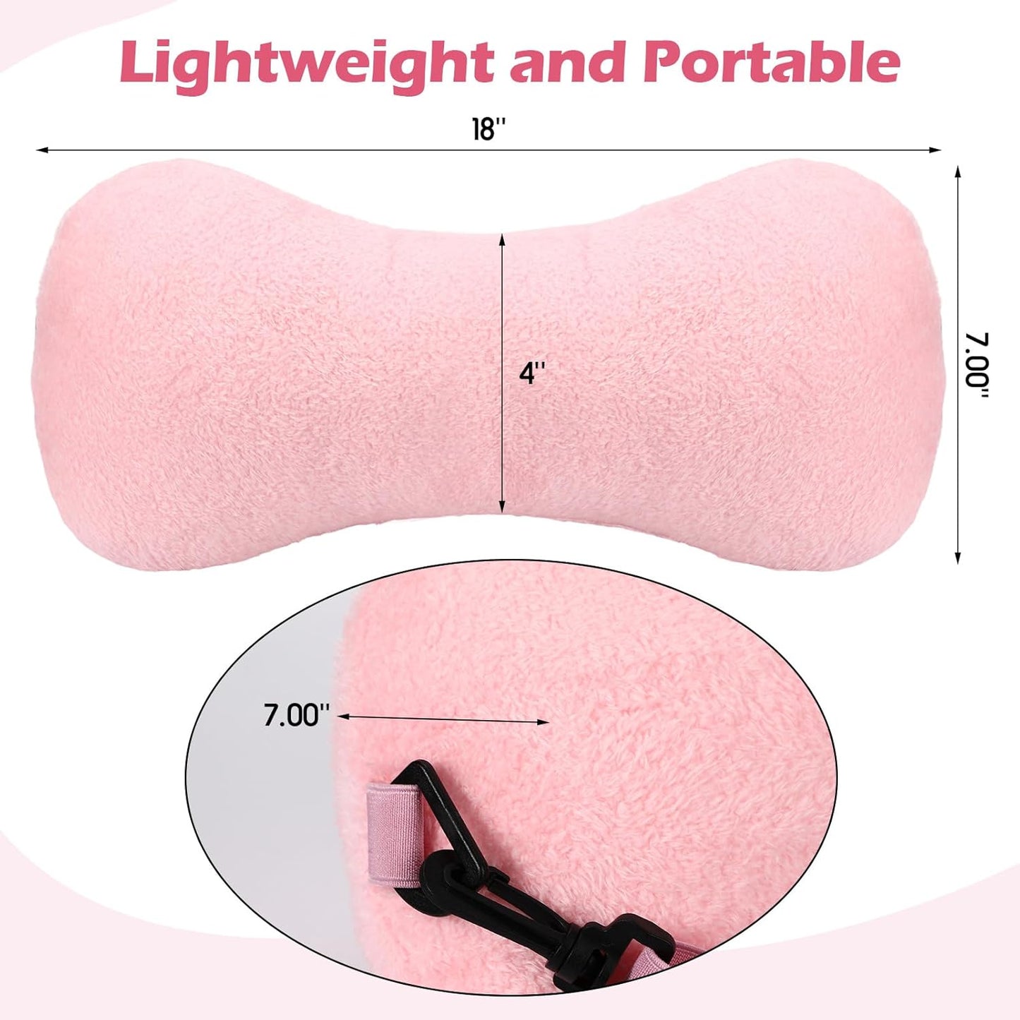 1 Pc Neck Pillow for Recliner Headrest Pillow Bone Shaped Chair Plush with Adjustable Strap Neck Support and Pain Relief Curve Head Cushion for Car Travel Airplane (Pink)